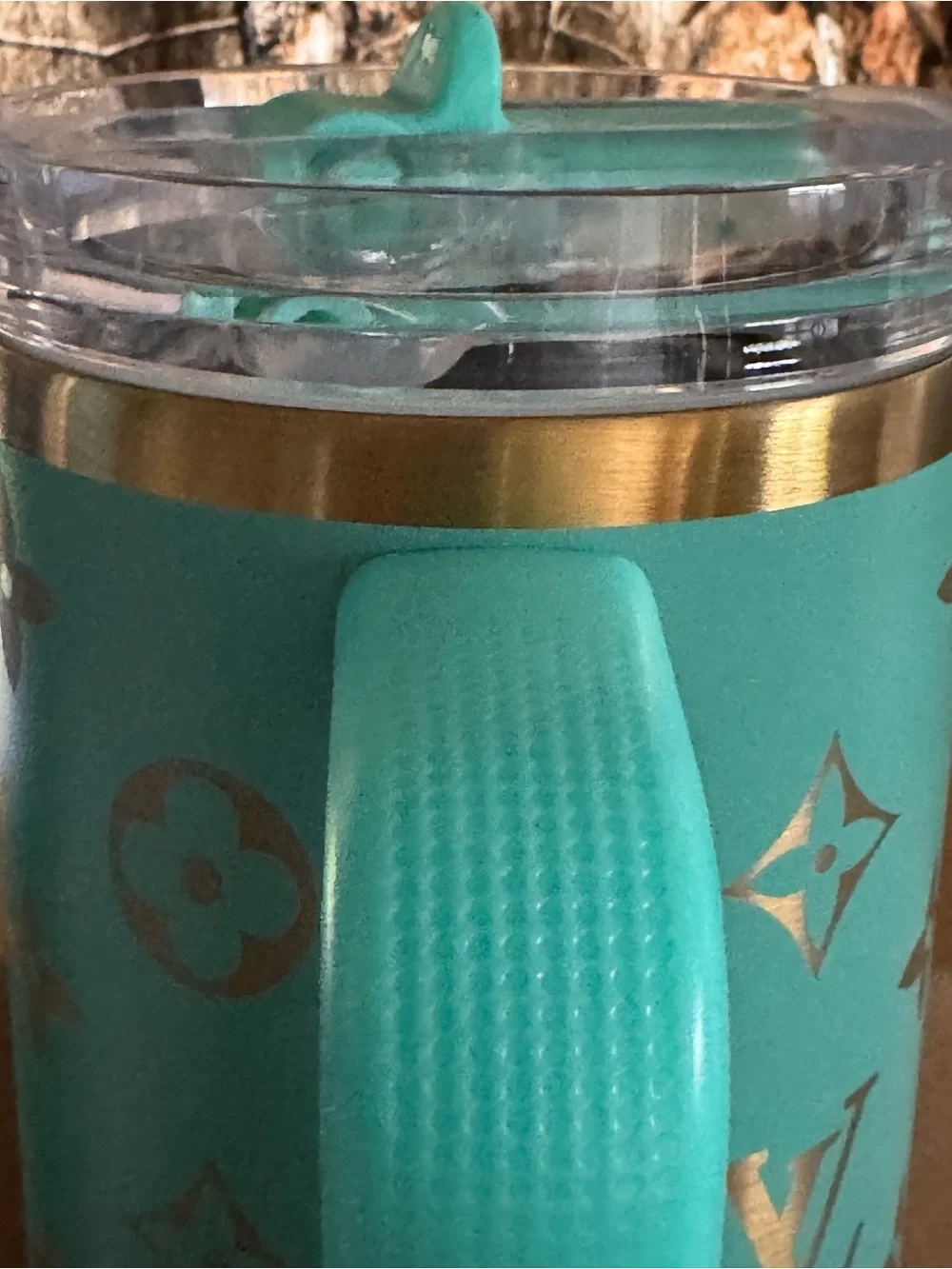 Stanley Teal Travel Mug with Gold Monogram Accents - Picture 4 of 5